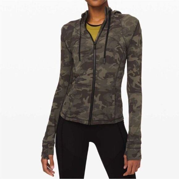 Lululemon Hooded Define Jacket size 4 in Camo greenish grey Camo EUC - Picture 1 of 13